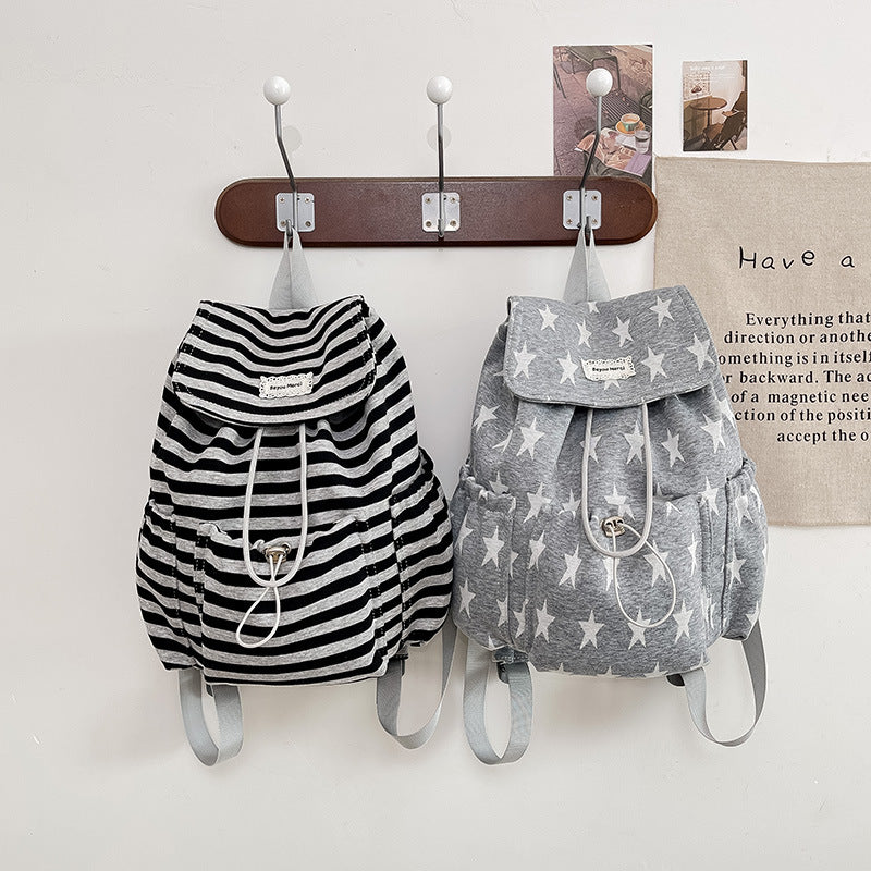 Women's Korean Style Design Star Stripes Good-looking Lightweight Backpacks