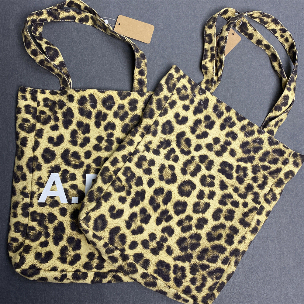 Trendy Leopard Print Vertical Canvas Shopping Women's Handbag