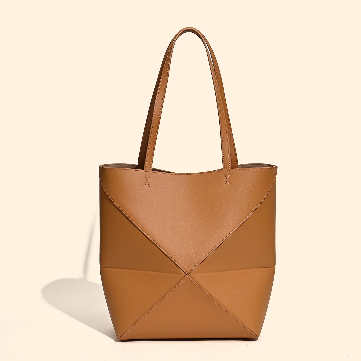 Deformation Geometric Cowhide Folding High-grade Large Capacity Women's Shoulder Bag