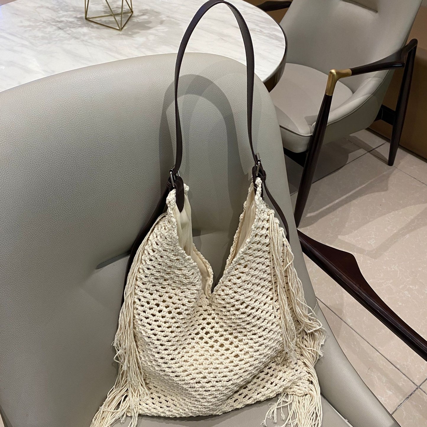 Women's Artistic Style Large Capacity Straw Seaside Vacation Beach Trendy Underarm Women's Shoulder Bag
