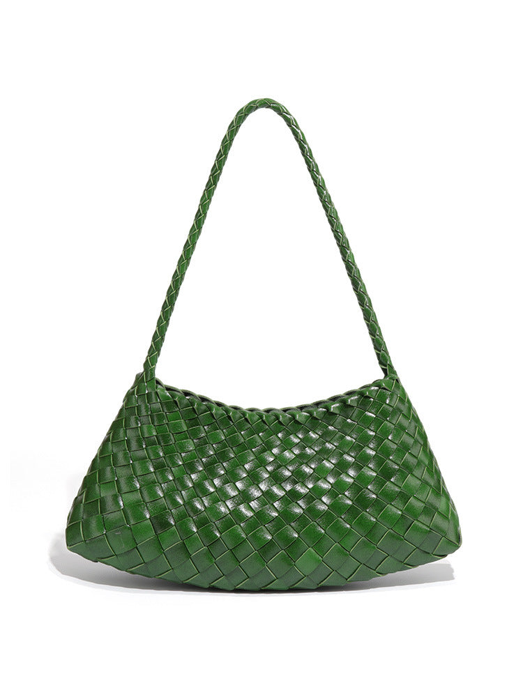Fresh Woven Mori Style Artistic Underarm Korean Simple Dumpling Women's Shoulder Bag