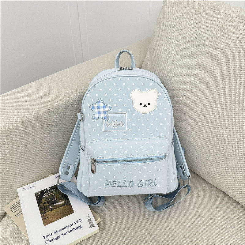 Korean Style Cute Bunny Polka Dot Simple Large Capacity Lightweight Backpacks