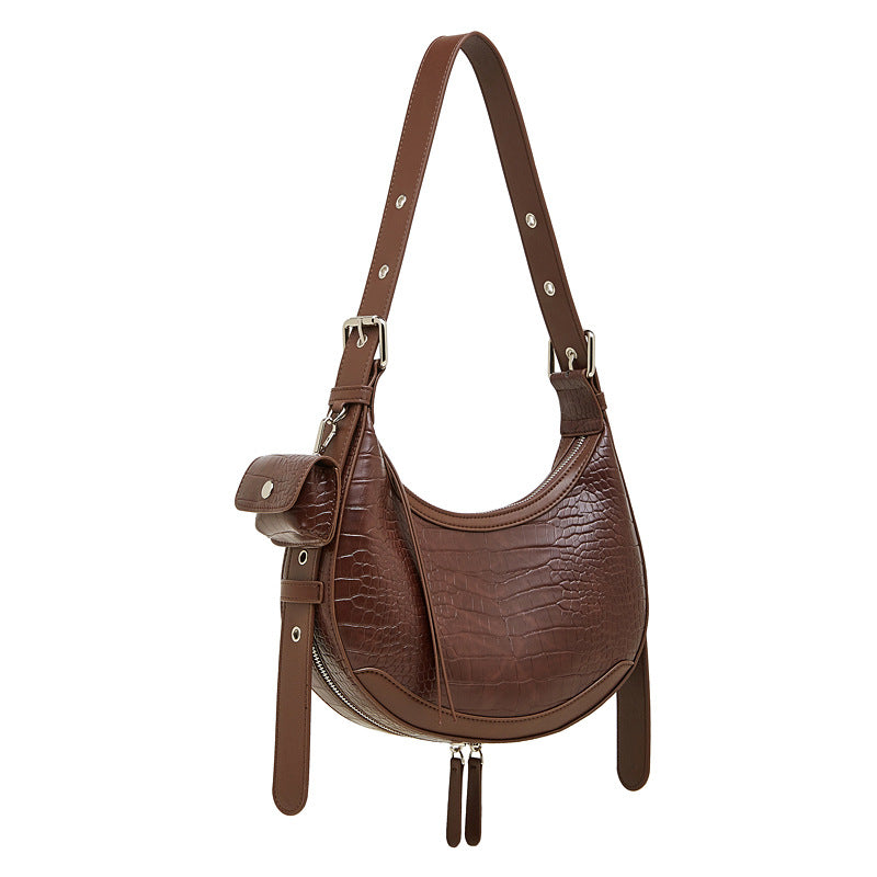 Women's Genuine Leather Design Crescent Underarm High Sense Women's Messenger Bag