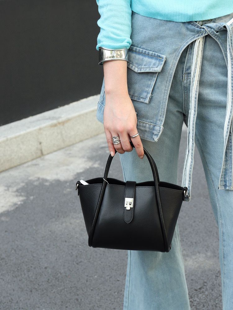 Leather Female Lady Commuter Mother Elegant Bucket Bag