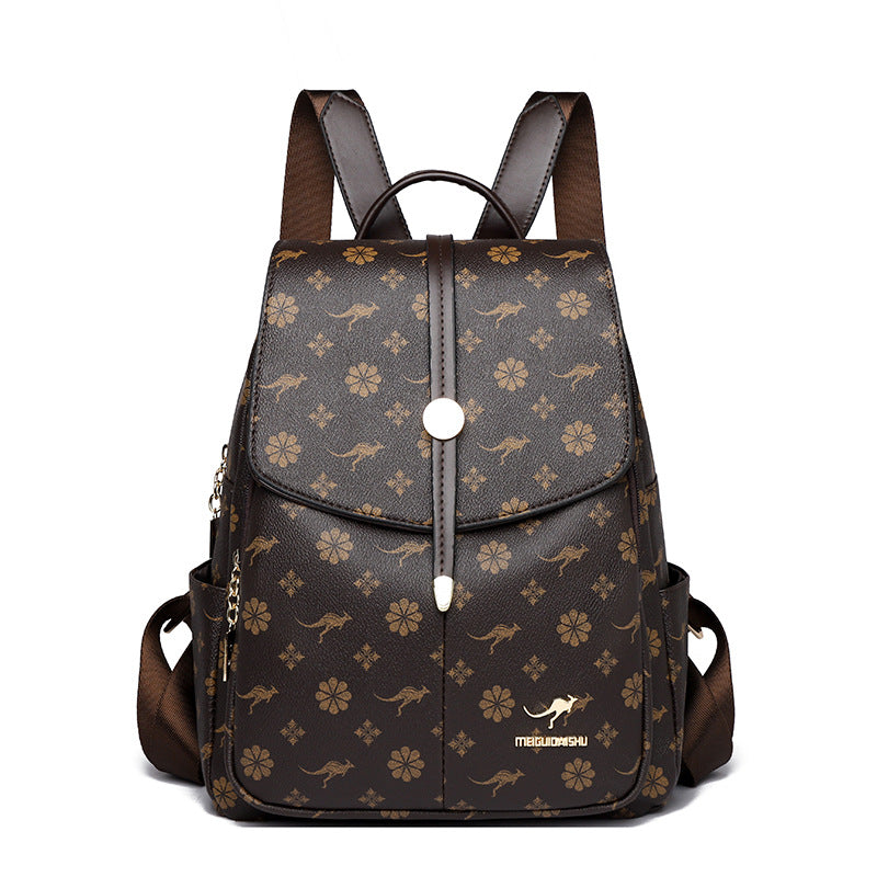 Women's Western Style Letter Korean Soft Leather Fashion Women's Backpack