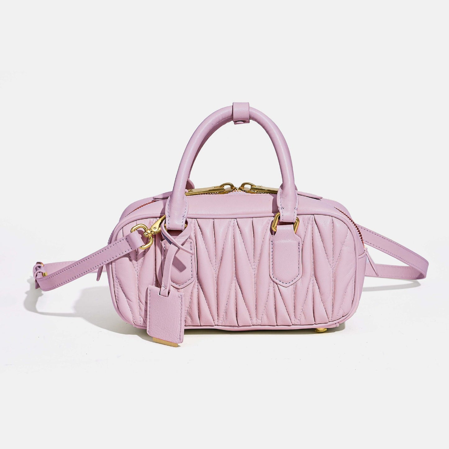 Women's Sheepskin Pleated Bowling Niche High-grade Boston Women's Handbag