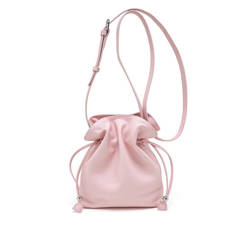 Women's Drawstring Cloud Mobile Genuine Leather Lucky Women's Shoulder Bag