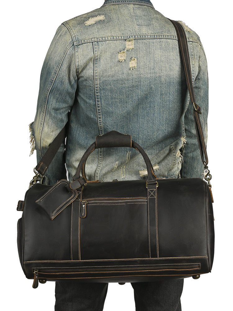 Men's Retro Crazy Horse Leather Traveling Genuine Men's Messenger Bag