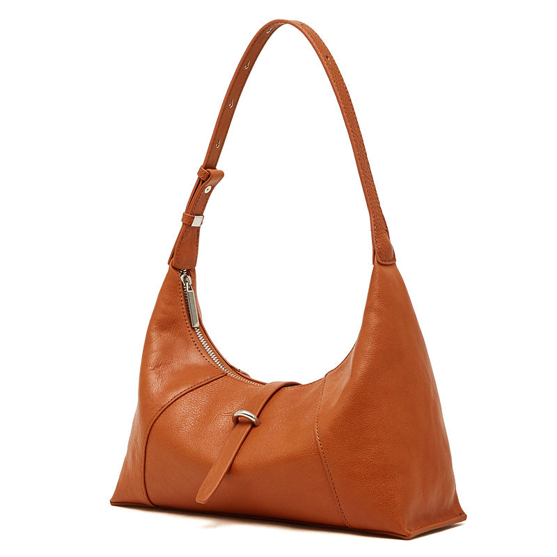 Women's Tanning Leather Niche Retro Dumpling Genuine Women's Shoulder Bag