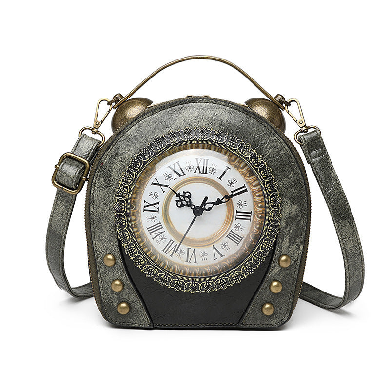 Women's Retro Portable Packaging Battery Walking Clock Women's Handbag
