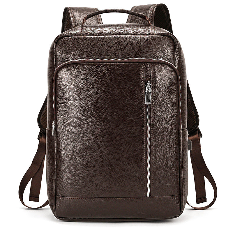 Casual Men's Leather Commuter Computer Cowhide Business Backpack