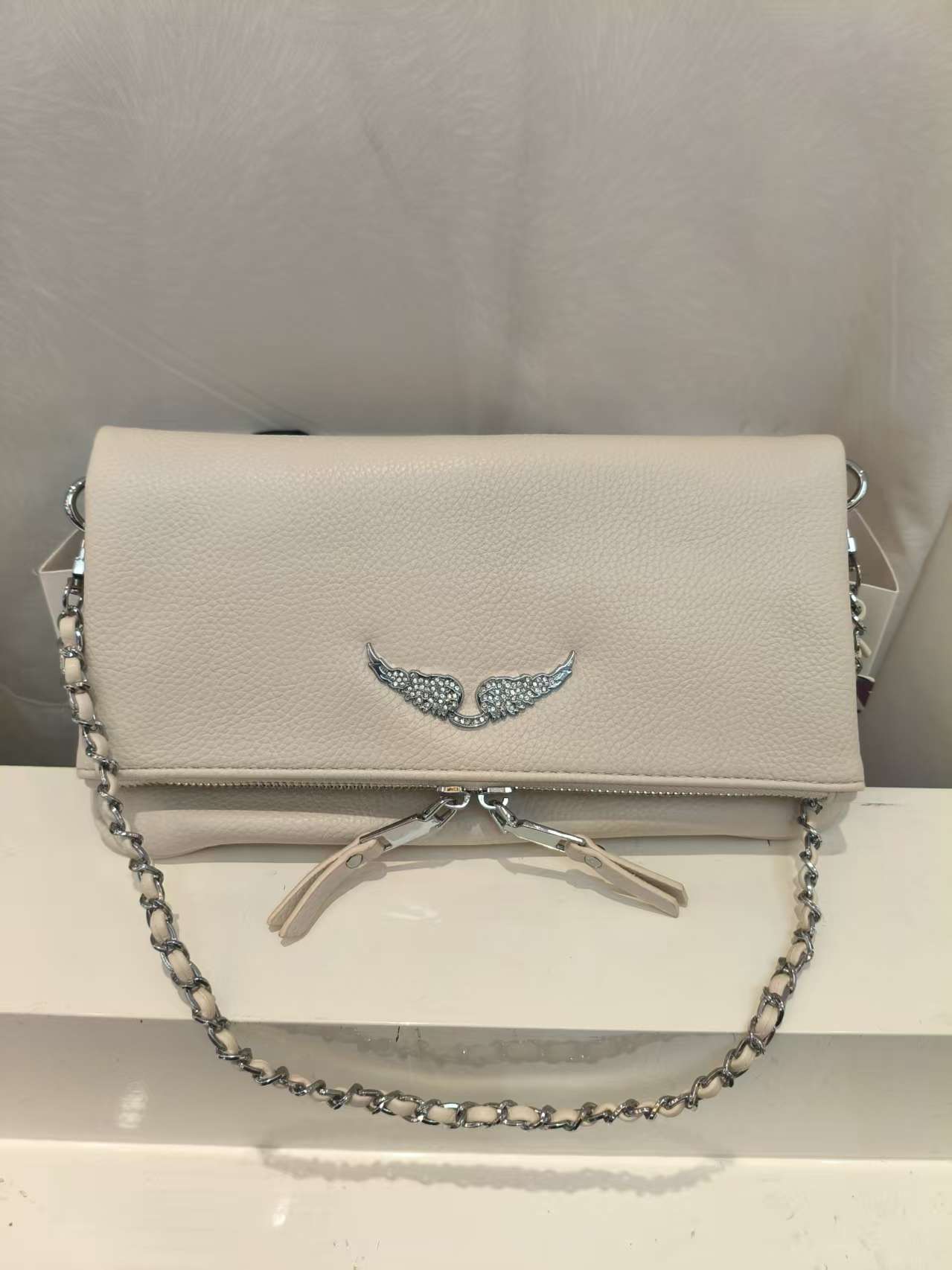 Women's Black Wings Rhinestone Metal Chain Women's Shoulder Bag