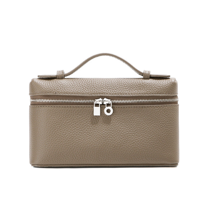 Women's Layer Cowhide Lunch Box Genuine Leather White Women's Shoulder Bag