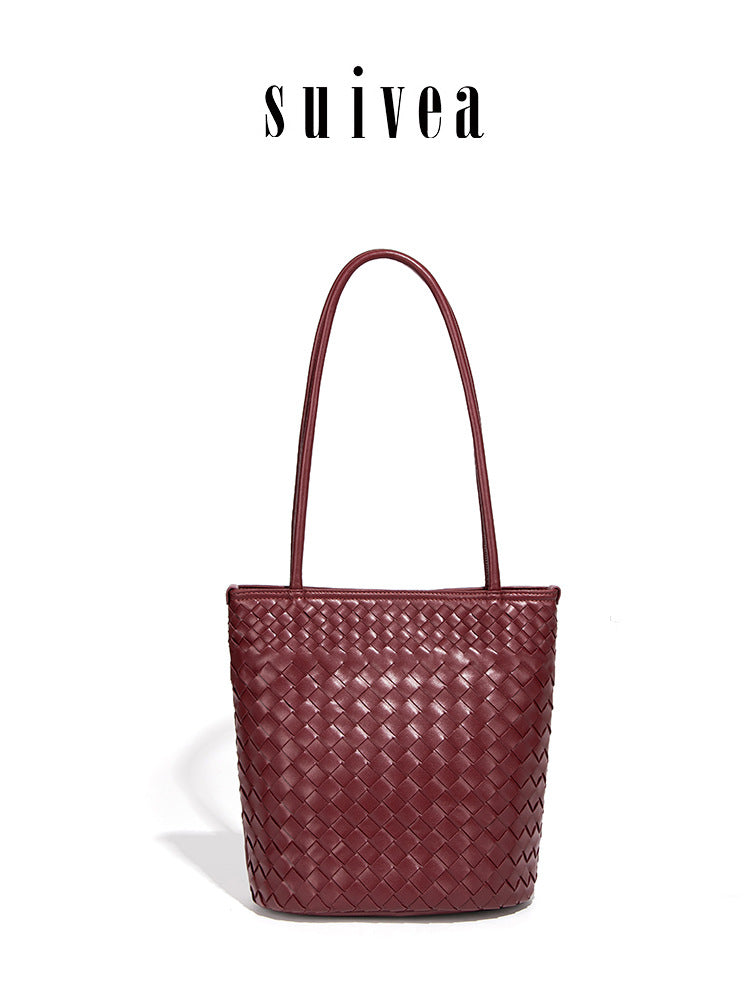Women's Simple Fashion Woven Large Capacity French Laziness Vegetable Basket Tote Bag