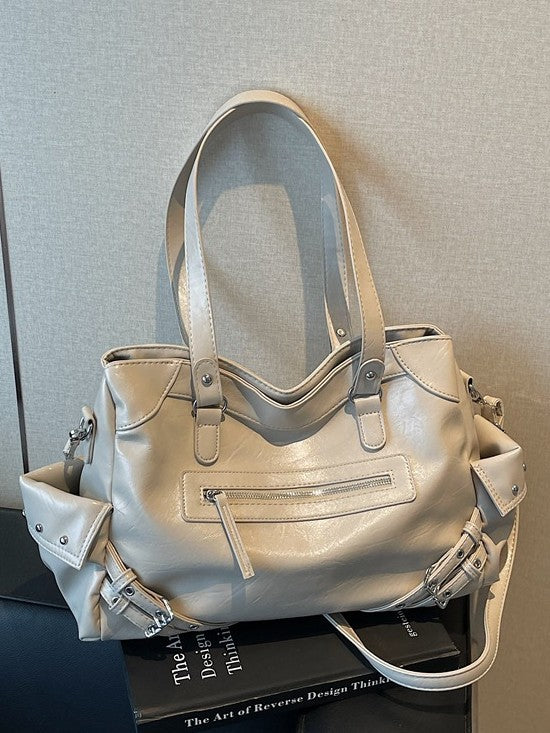 Women's Korean Style Stylish Riveting Machine Car Large Tote Bag