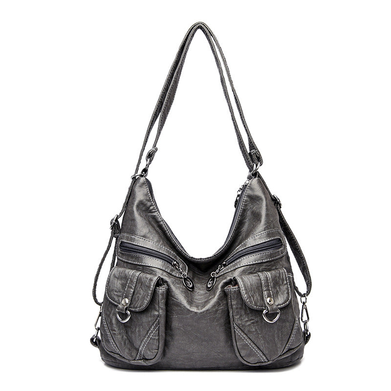 Women's Female Lady Soft Leather Simple Backpacks