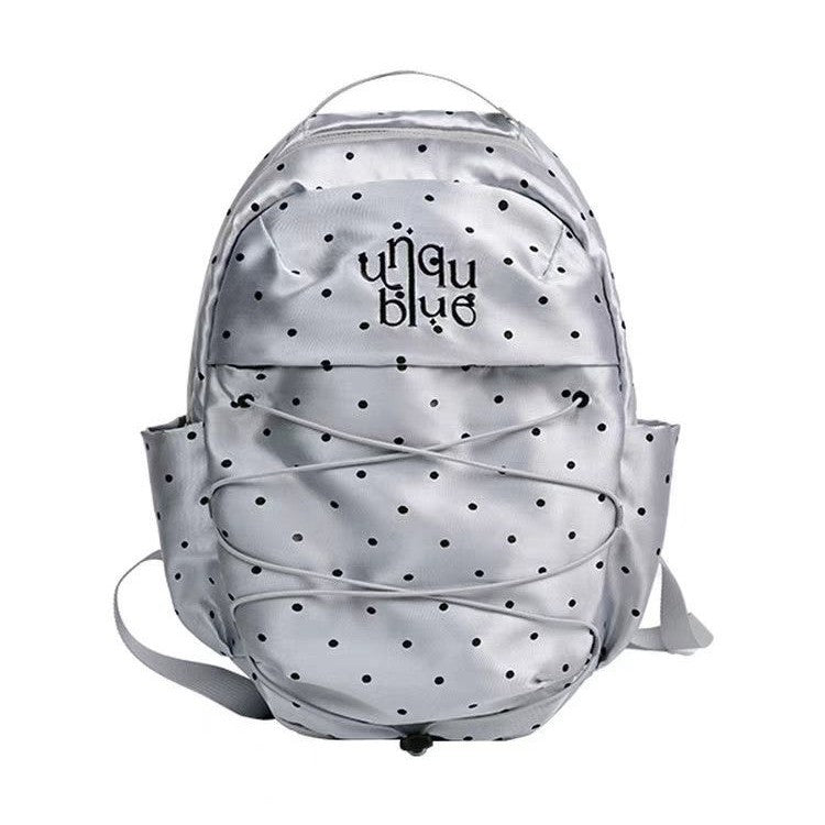 Women's Sweet Millennium Atmosphere Drawstring Polka Dot Sier Leisure Backpack