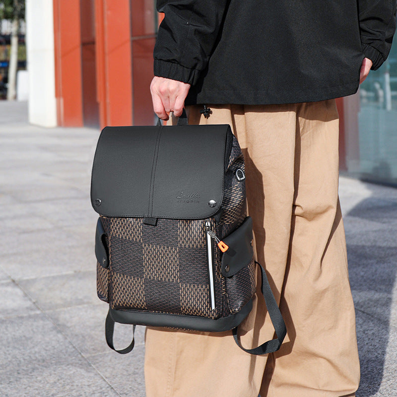 Men's & Women's High-grade Trendy Fashion Plaid Large Capacity Business Computer Trips Leisure Backpack
