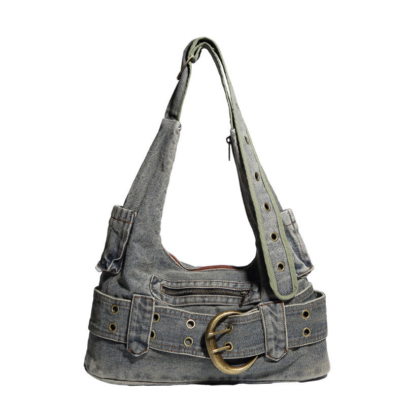 Classy Women's Washed Jean Retro Textured Bags