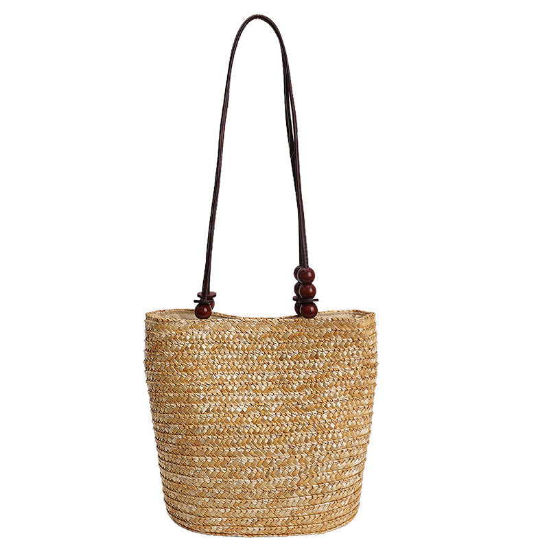 Women's Korean Fashion Woven Simple Straw Versatile Bucket Bag