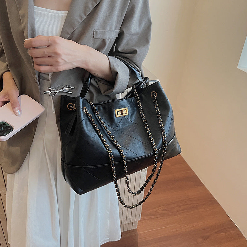 Women's Korean Style Large Capacity Stray Diamond Plaid Women's Shoulder Bag