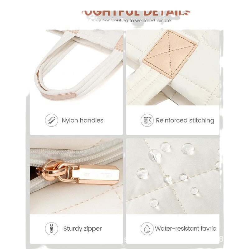 Women's Down Quilted Zipper Fluffy Work Handbags