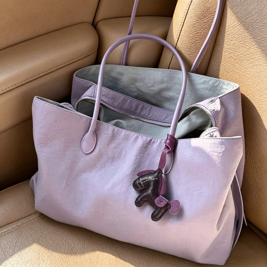 Style Gray Yellow Contrast Color Large Capacity Tote Bag