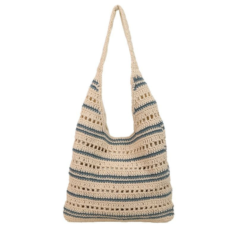 Women's Large Capacity Commuter Woven Summer Retro Hollow Knitted Loose Tote Bag