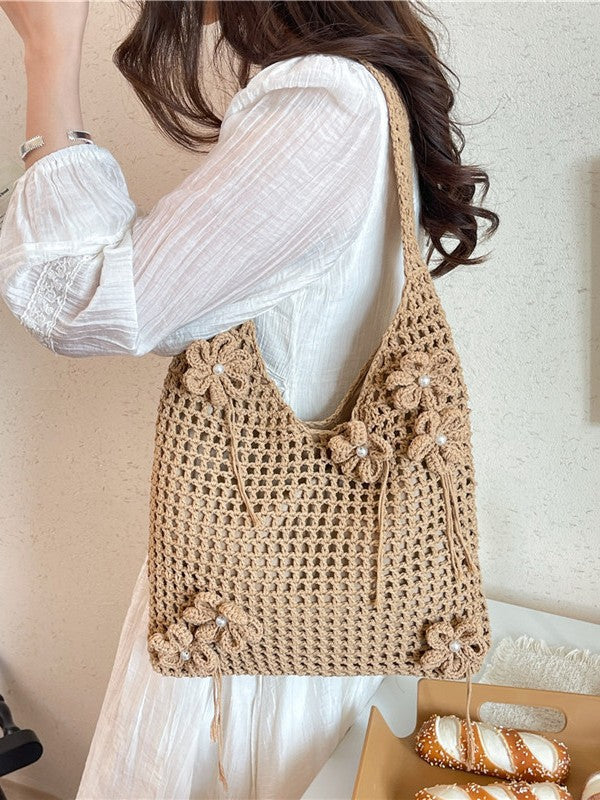 Women's Woven Hand Crocheted Hollow Seaside Holiday Women's Messenger Bag