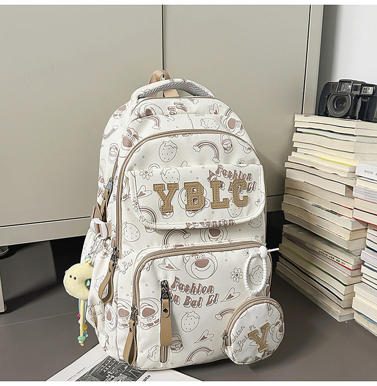 Women's & Men's Couple Large Capacity Nylon Printed Waterproof Leisure Backpack