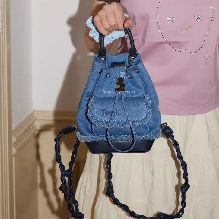 Painter Hand-woven Strap With Pocket Drawstring Women's Backpack