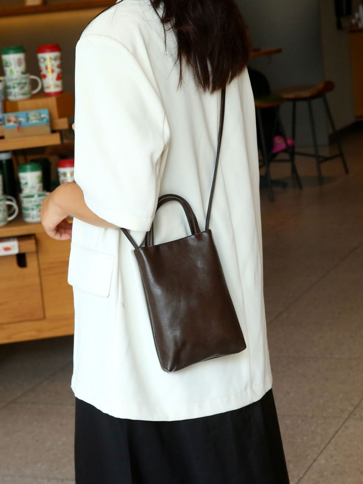Women's Vegetable Tanned Leather Cow Long Simple Mobile Soft Retro Women's Messenger Bag