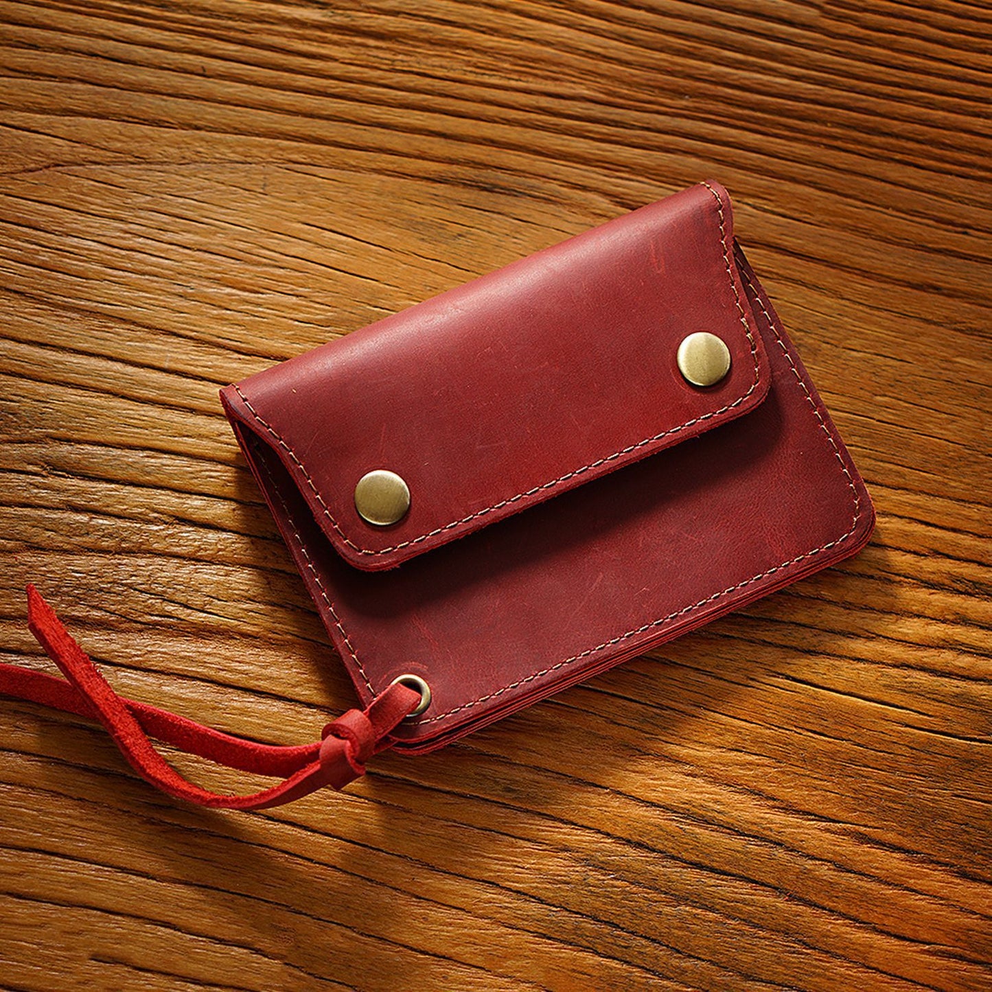 Simple Handmade Genuine Leather Short Vintage Crazy Horse Zipper Card Pack Card Sleeve