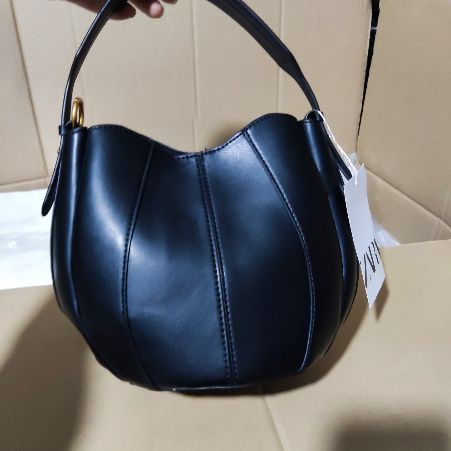 Z Vintage Stitching Round Pumpkin Niche Handbags