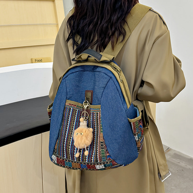 Women's Denim Large Ethnic Style Fashionable Lightweight Women's Backpack