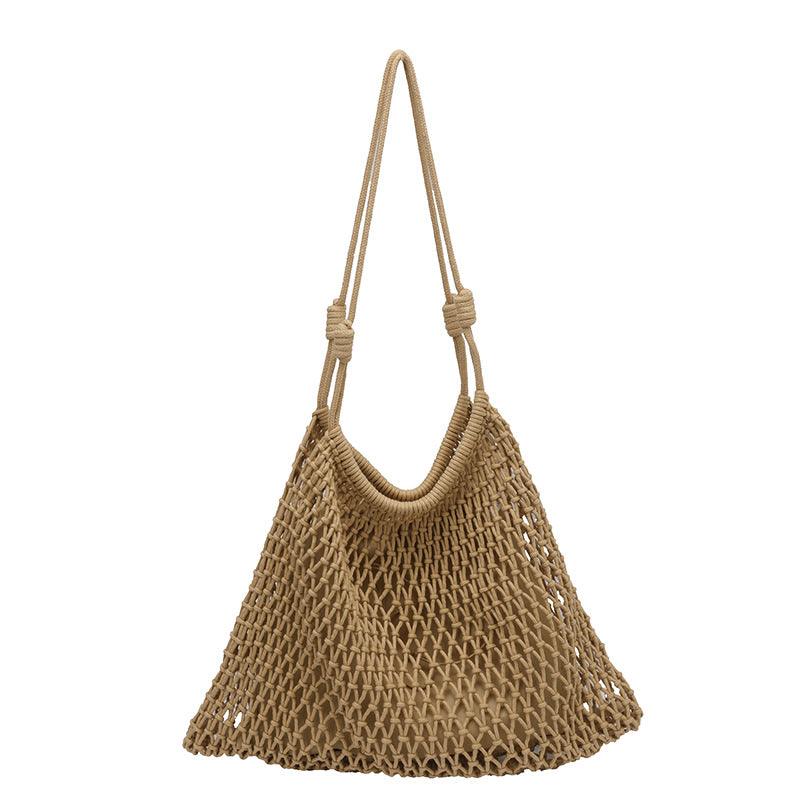 Women's French Hollow Niche Lazy Large Capacity Handmade Vacation Weaving Style Bags