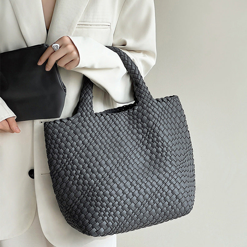 Women's Woven Vegetable Basket Portable Soft Leather Women's Handbag