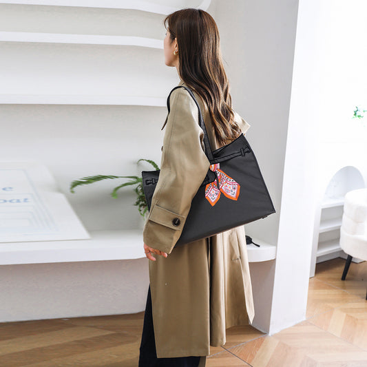 Embroidered Bow Ribbon Shopping Nylon Portable Tote Bag