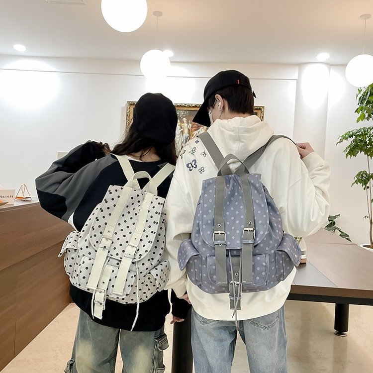 Niche Retro Dot Large Capacity Flip Women's Backpack