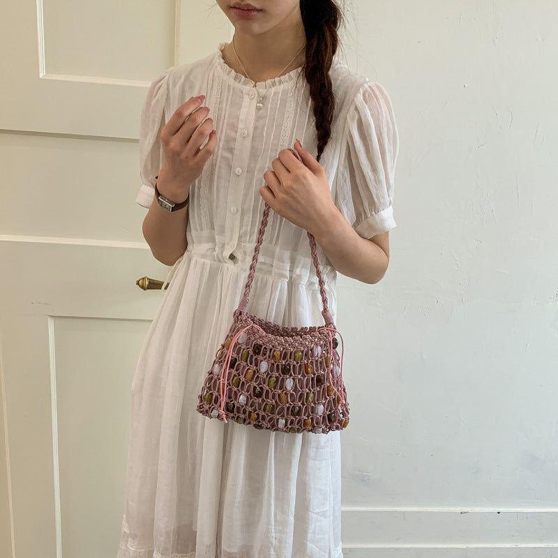 Women's Bohemian Style Hand-woven Fashion Holiday Underarm Bucket Bags