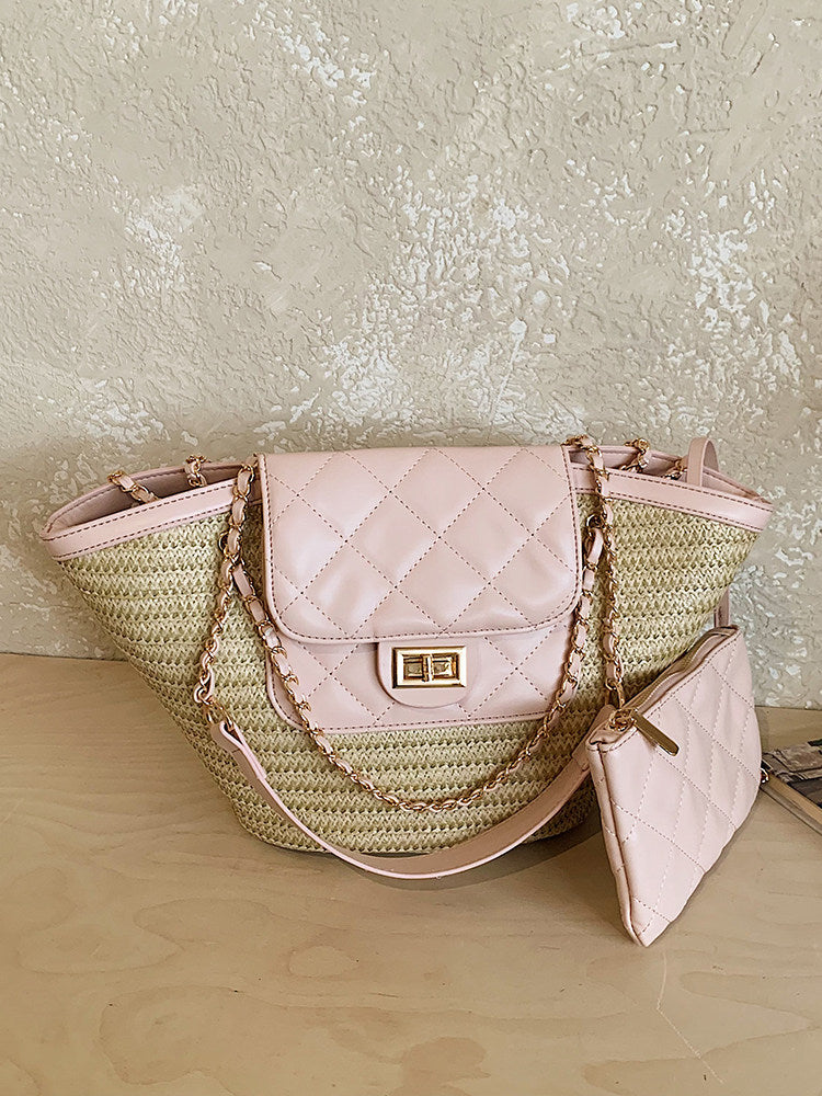 Women's Spring Vacation Style Vegetable Basket Woven Tote Bags