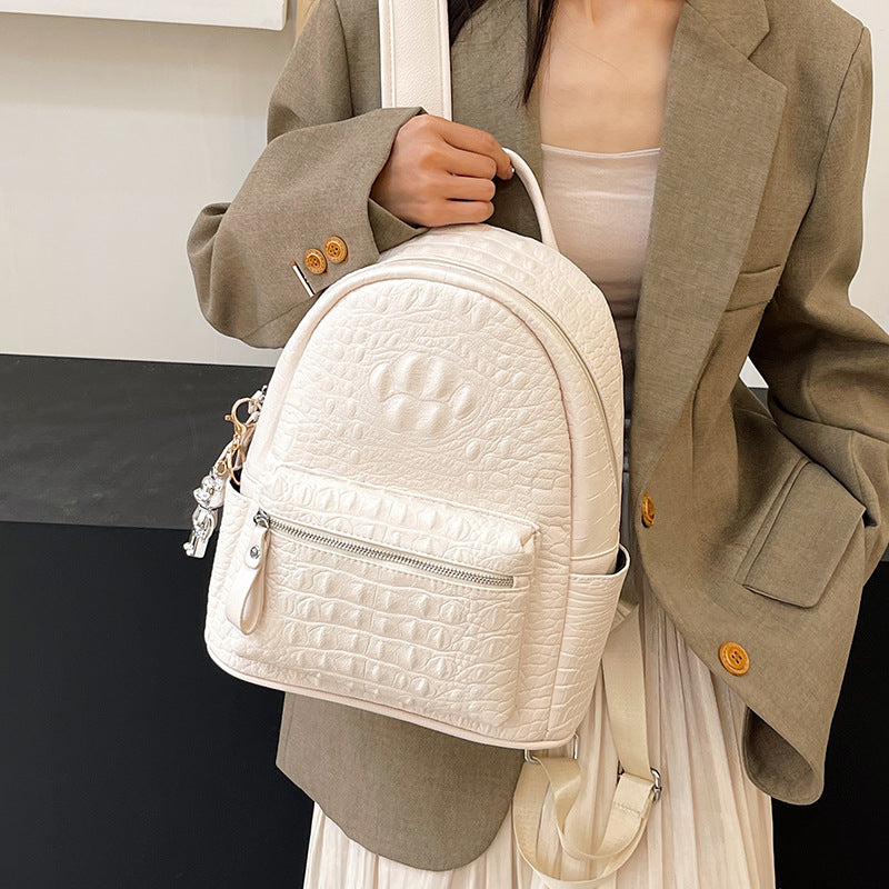 Women's Korean Solid Color Simple Texture College Women's Backpack