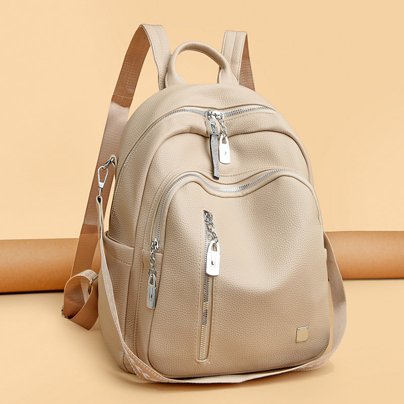 Women's Fashion Large Capacity Soft Leather Trendy Women's Backpack