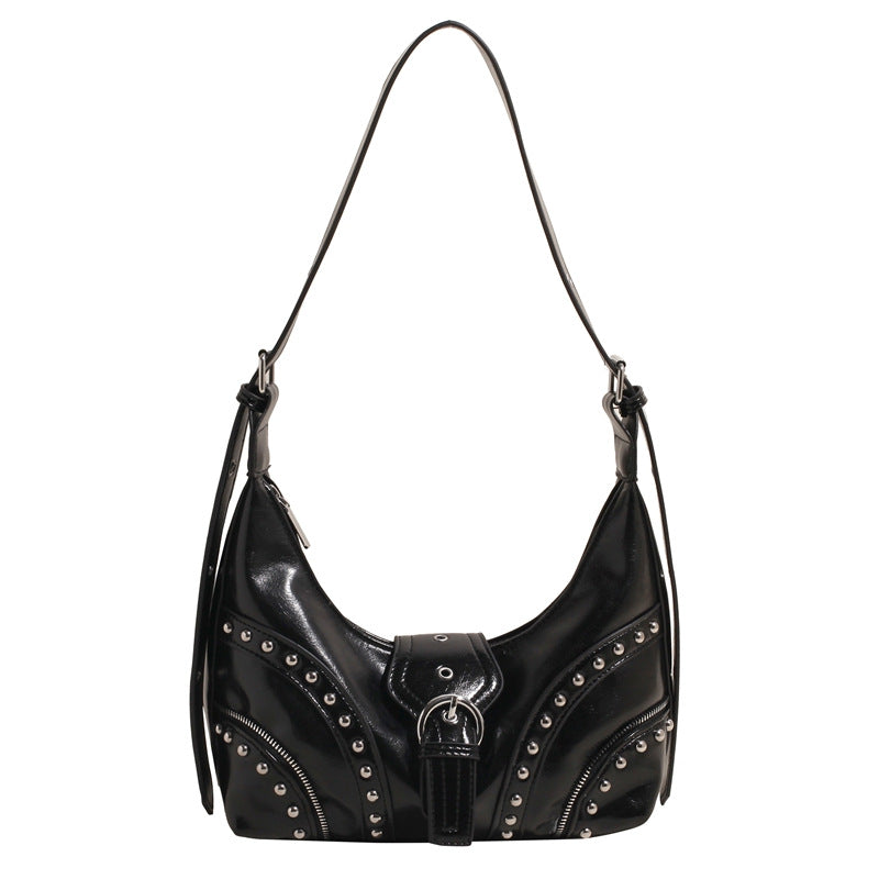 Women's Retro Fashion Haulage Motor Style Spring Fashionable Stylish Personality Underarm Bag