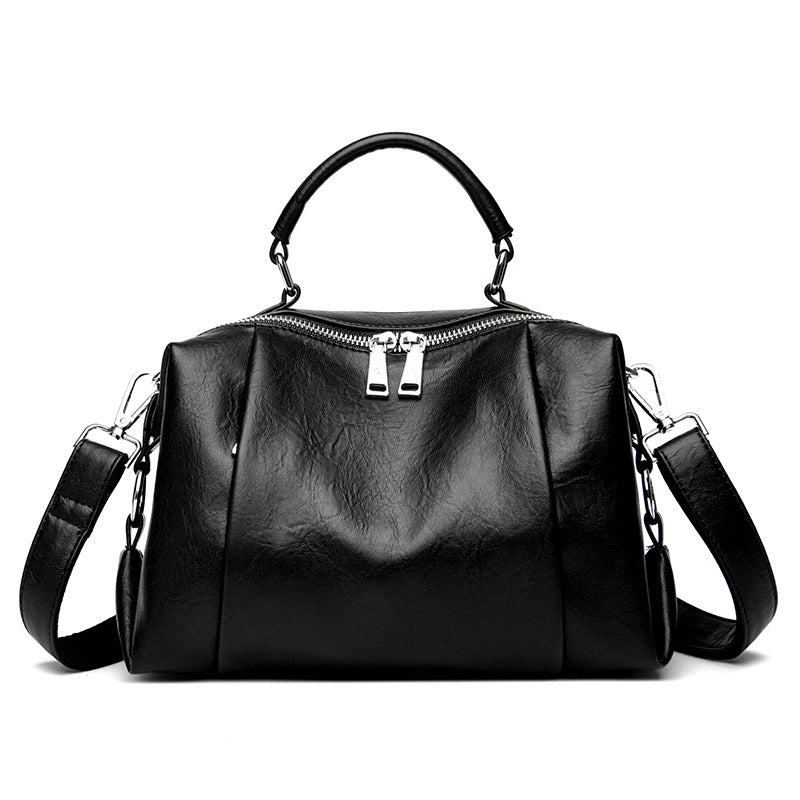 Women's Light Luxury Genuine Leather Boston Pillow Fashion Large Capacity Women's Handbag