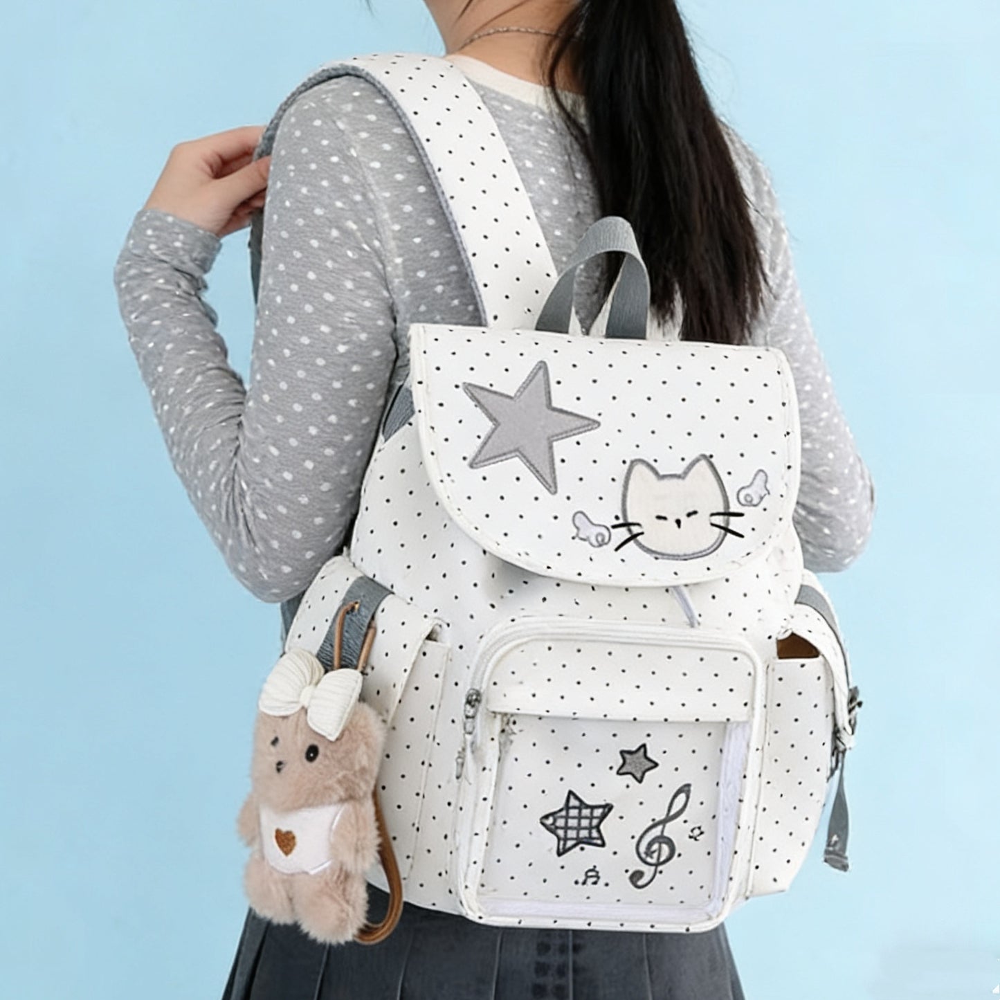 Polka Dot Full Printed Cartoon Primary Bags