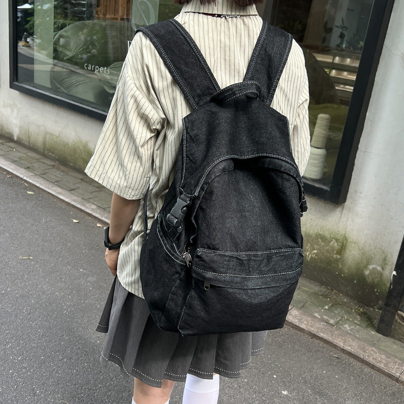 Women's Idle Style Draping Retro Denim Large Capacity Mori Bags