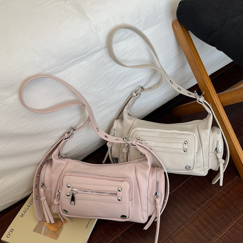 Women's Retro Large Capacity Spring Hot Motorcycle Shoulder Bags