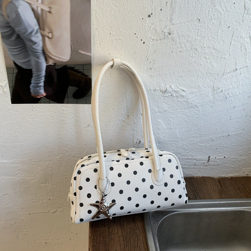 Fashionable Korean Style Bowling Polka Dot Fresh Sweet Commuting Underarm Bag