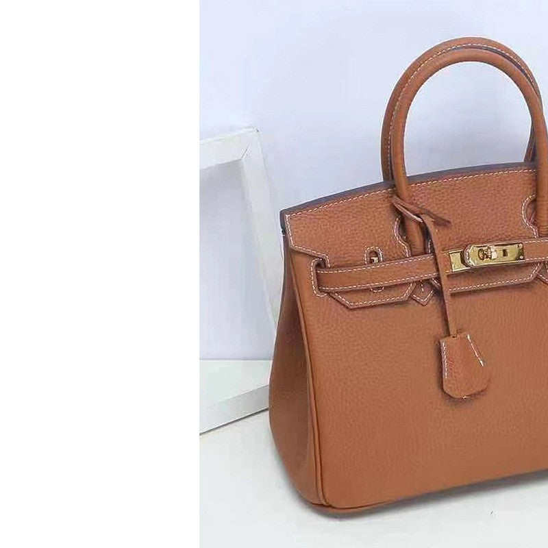 Women's First Layer Cowhide Texture Fashionable Korean Style Genuine Bags